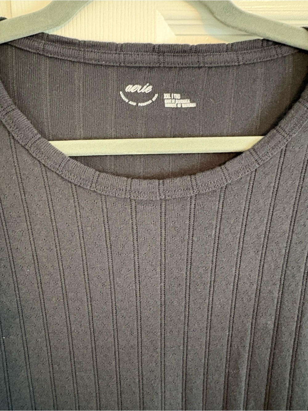Aerie Charcoal Gray Ribbed Short Sleeve Tee | Women’s XXL - Picture 5 of 9